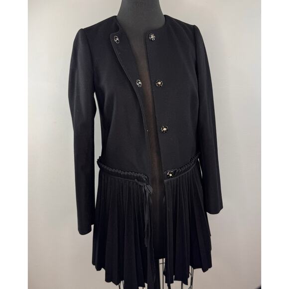RED Valentino Wool Coat w/Accordion-Pleated Tie-Waist Party/Cocktail Sz 40 $995 - Picture 5 of 8